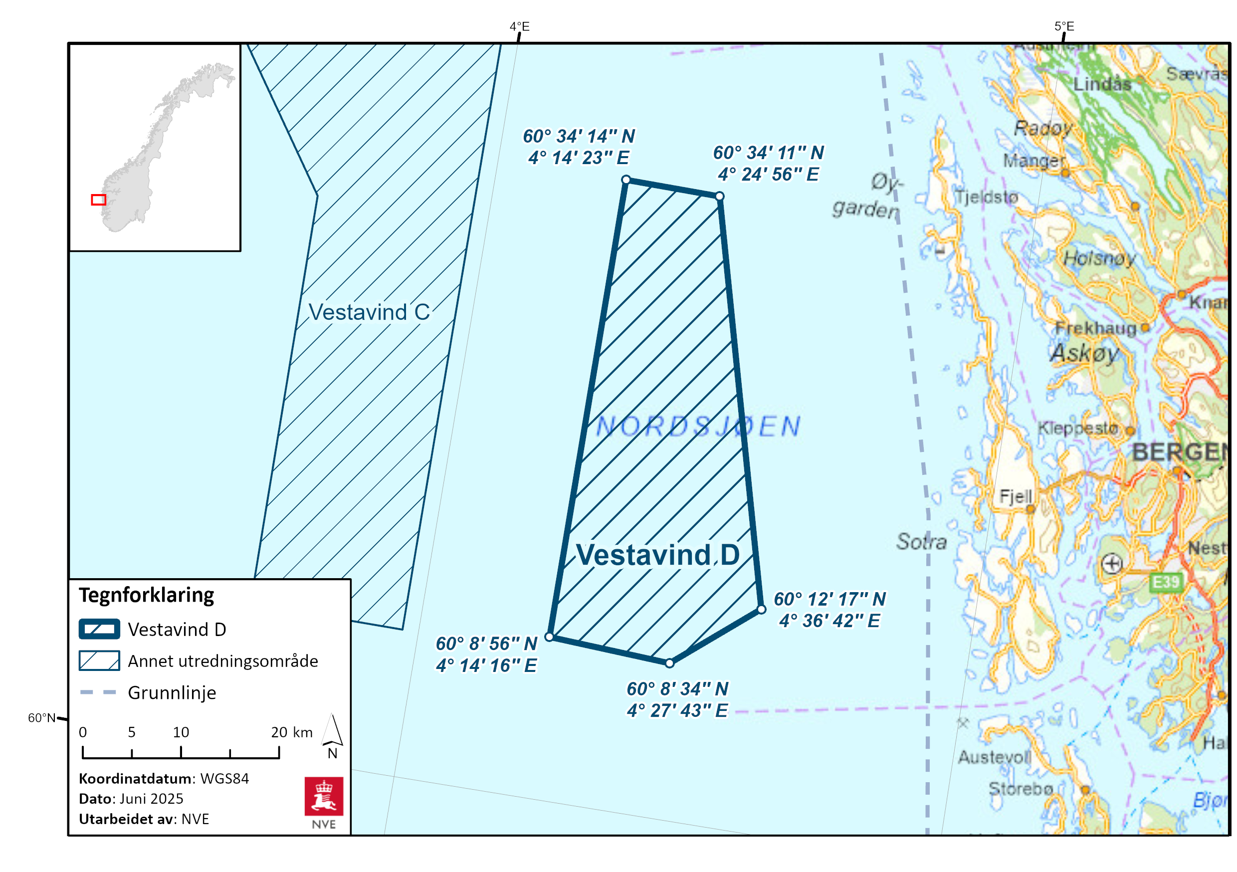Geografisk plassering av Vestavind D.