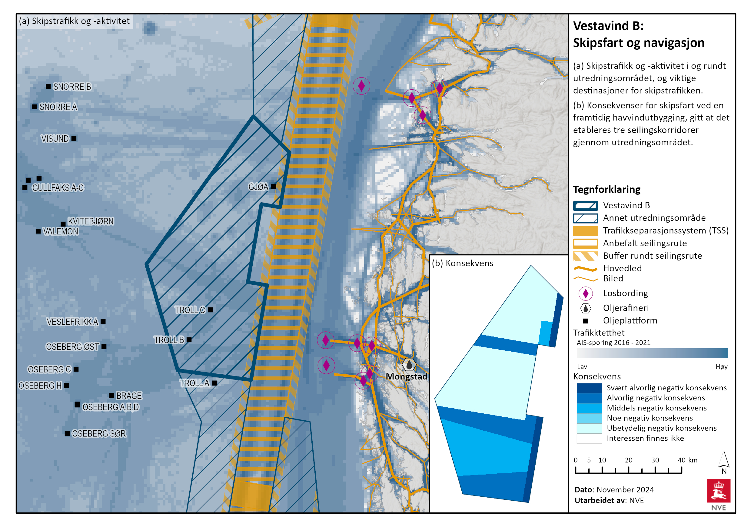 Skipsfart og navigasjon i utredningsområdet Vestavind B.