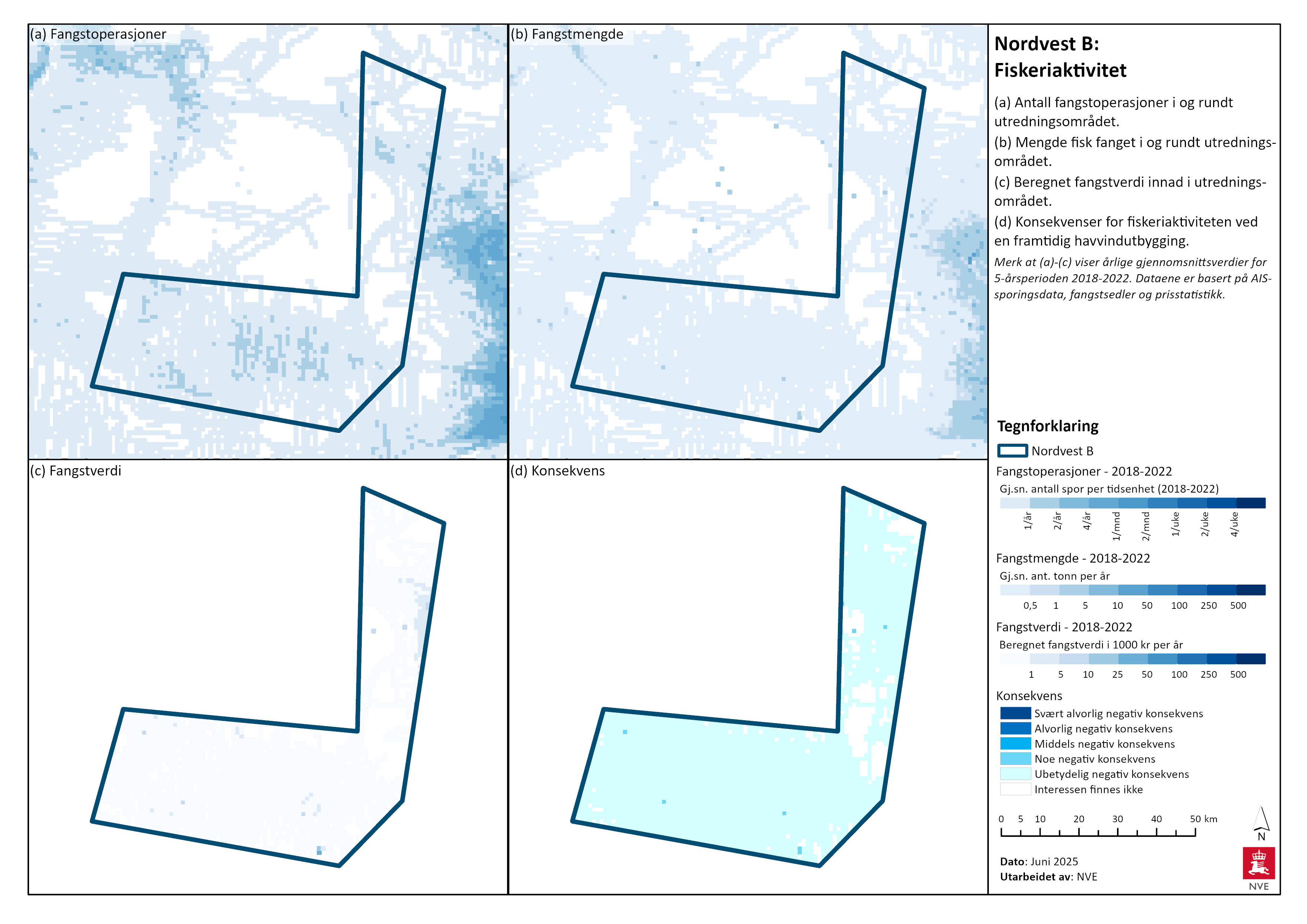 Fiskeriaktivitet og konsekvens for fiskeri ved havvindutbygging i Nordvest B.