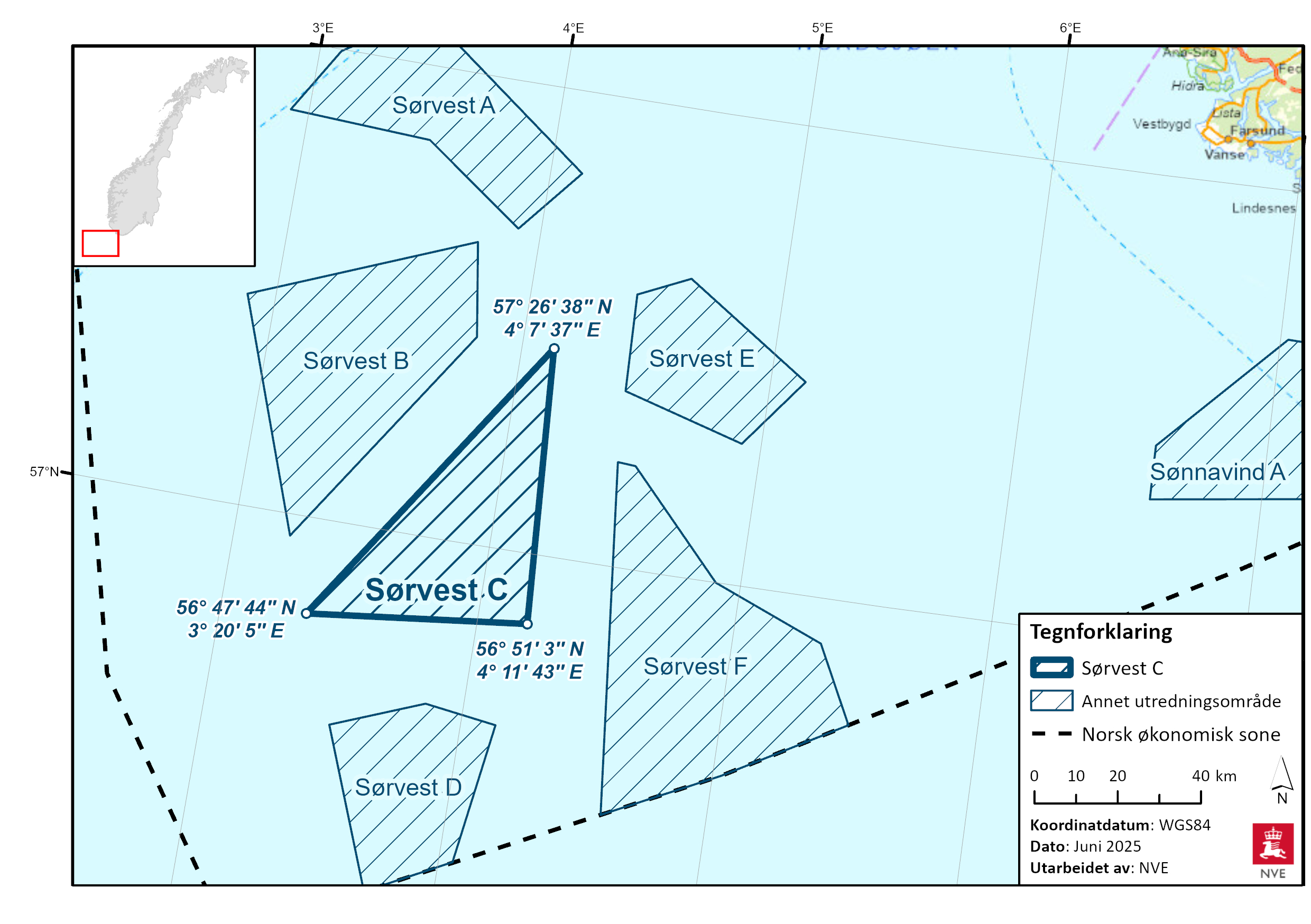 Geografisk plassering av Sørvest C.