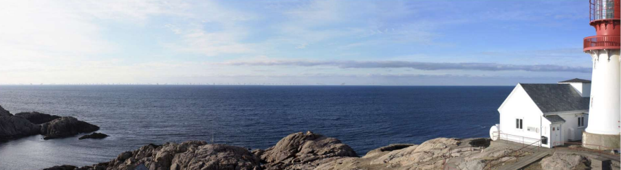 Fotorealistisk visualisering etter havvindutbygging - fra fyret på Lindesnes. Illustrasjon: Multiconsult