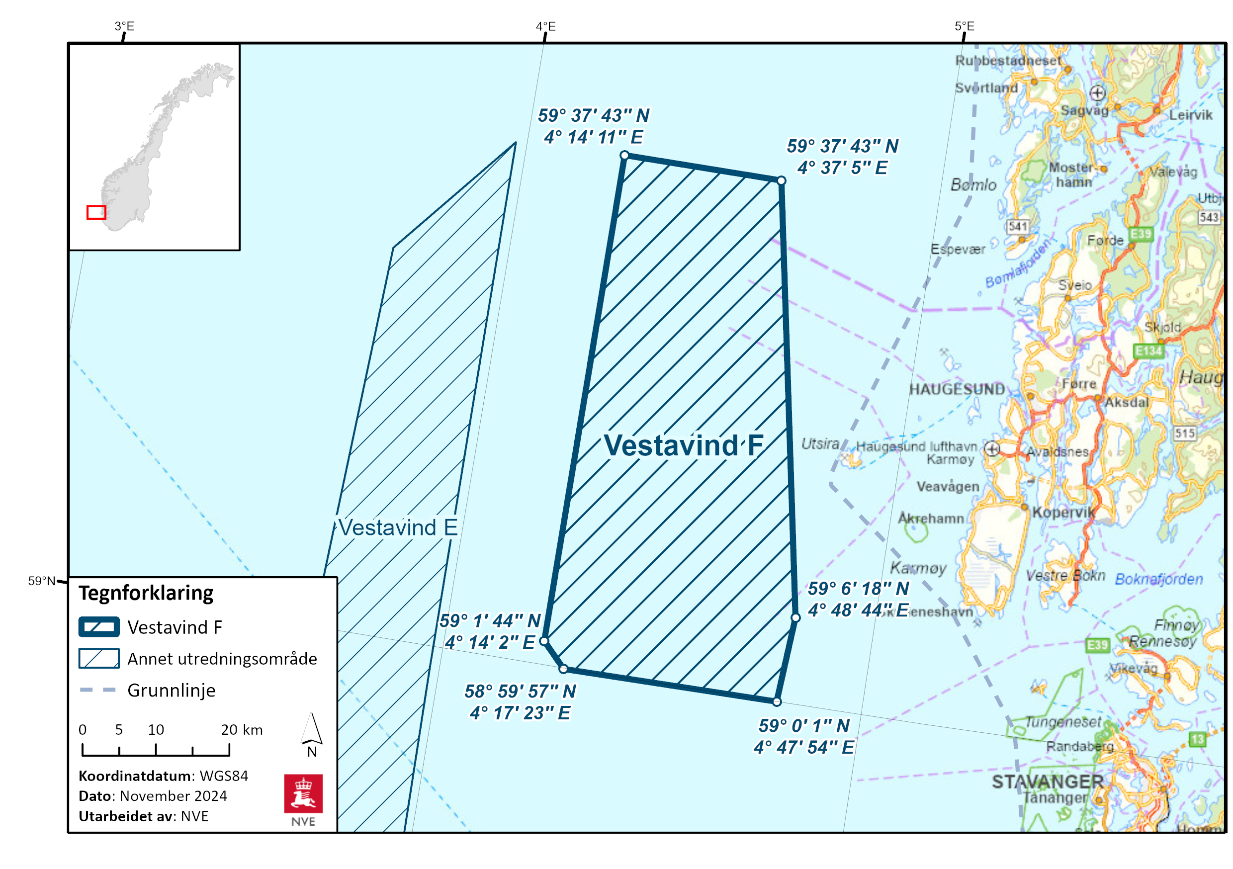 Geografisk plassering av området Vestavind F.