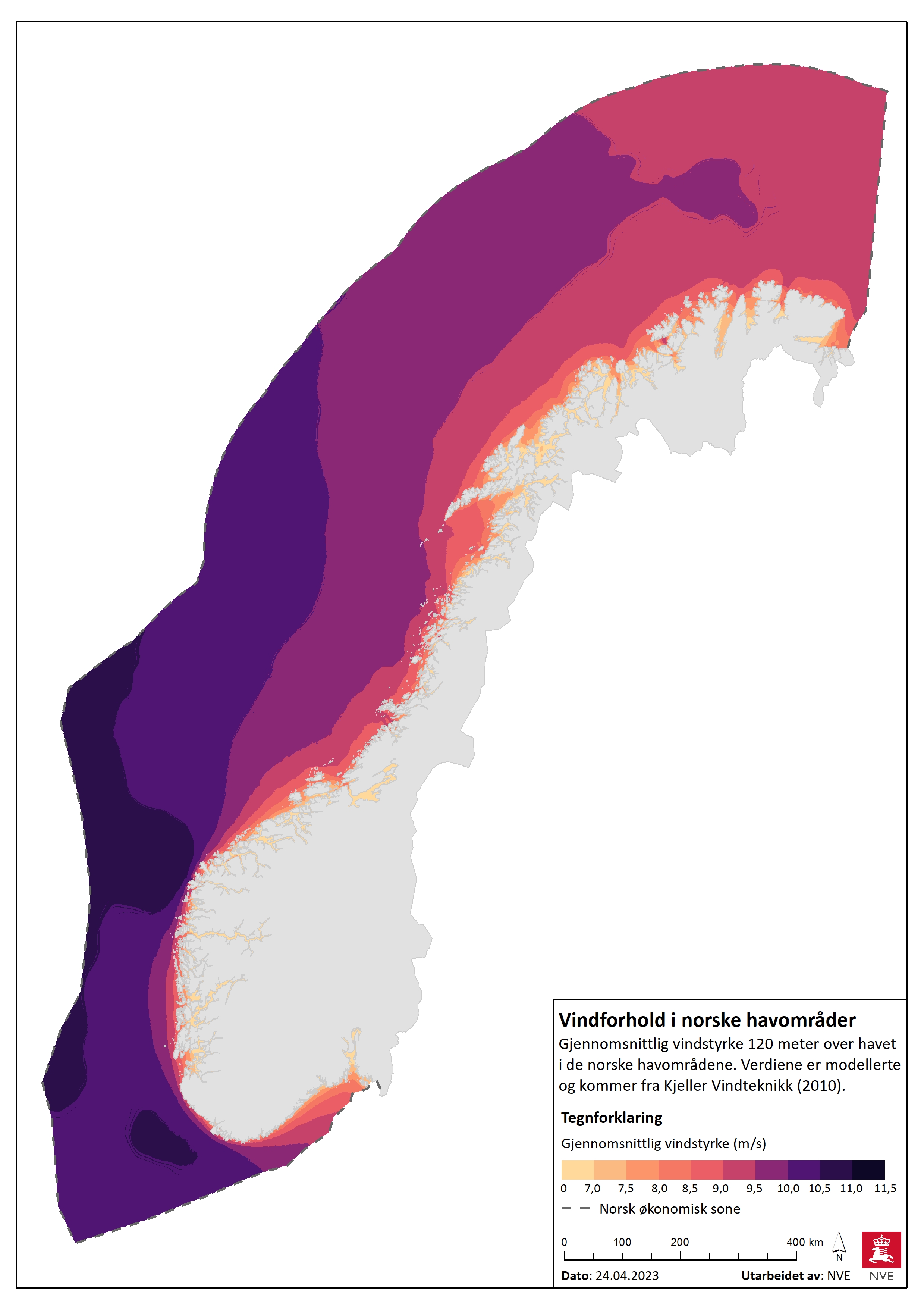 Vindforhold i norske havområder.