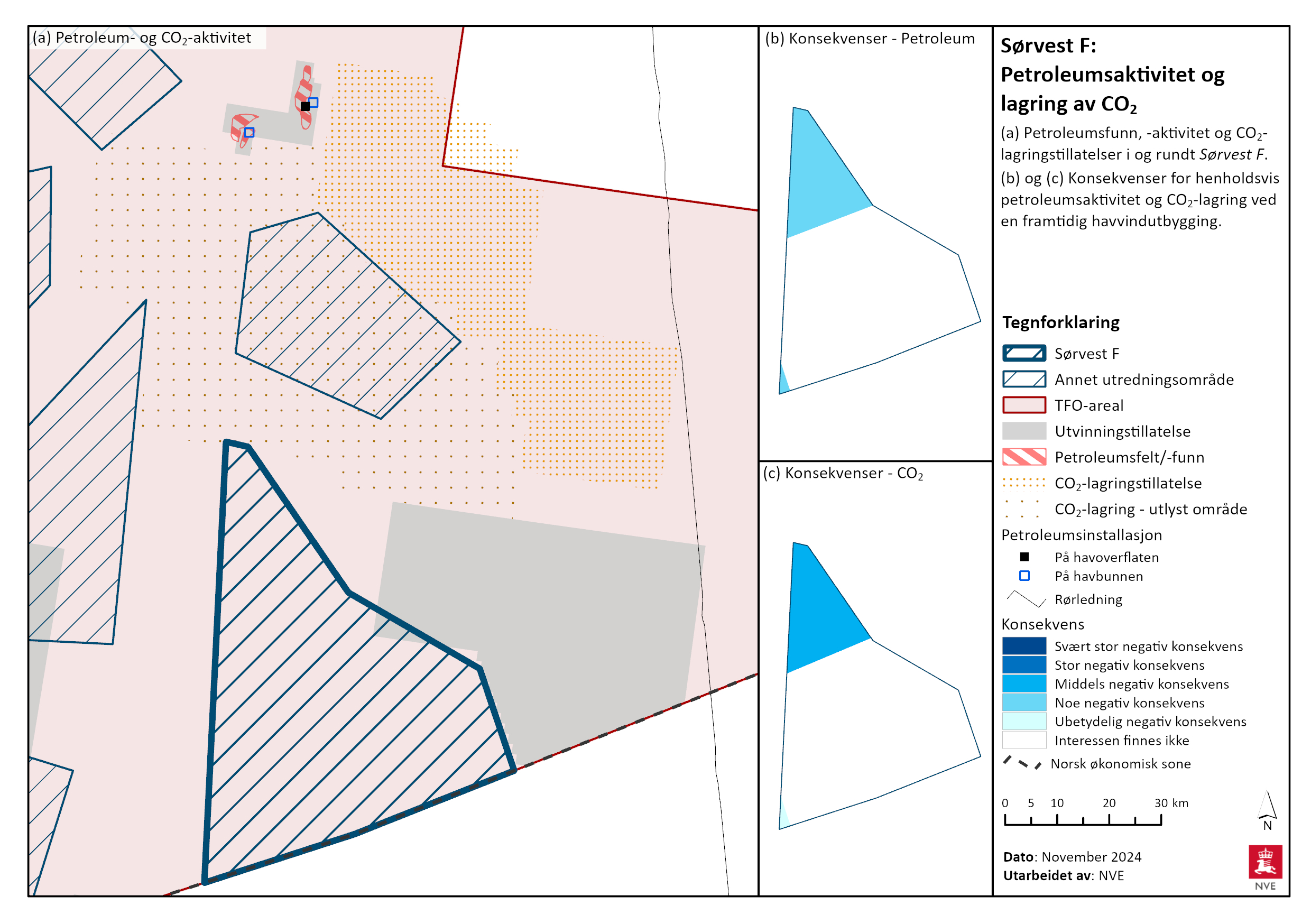Petroleumsaktivitet og tillatelser til CO2-lagring i og rundt området Sørvest F.