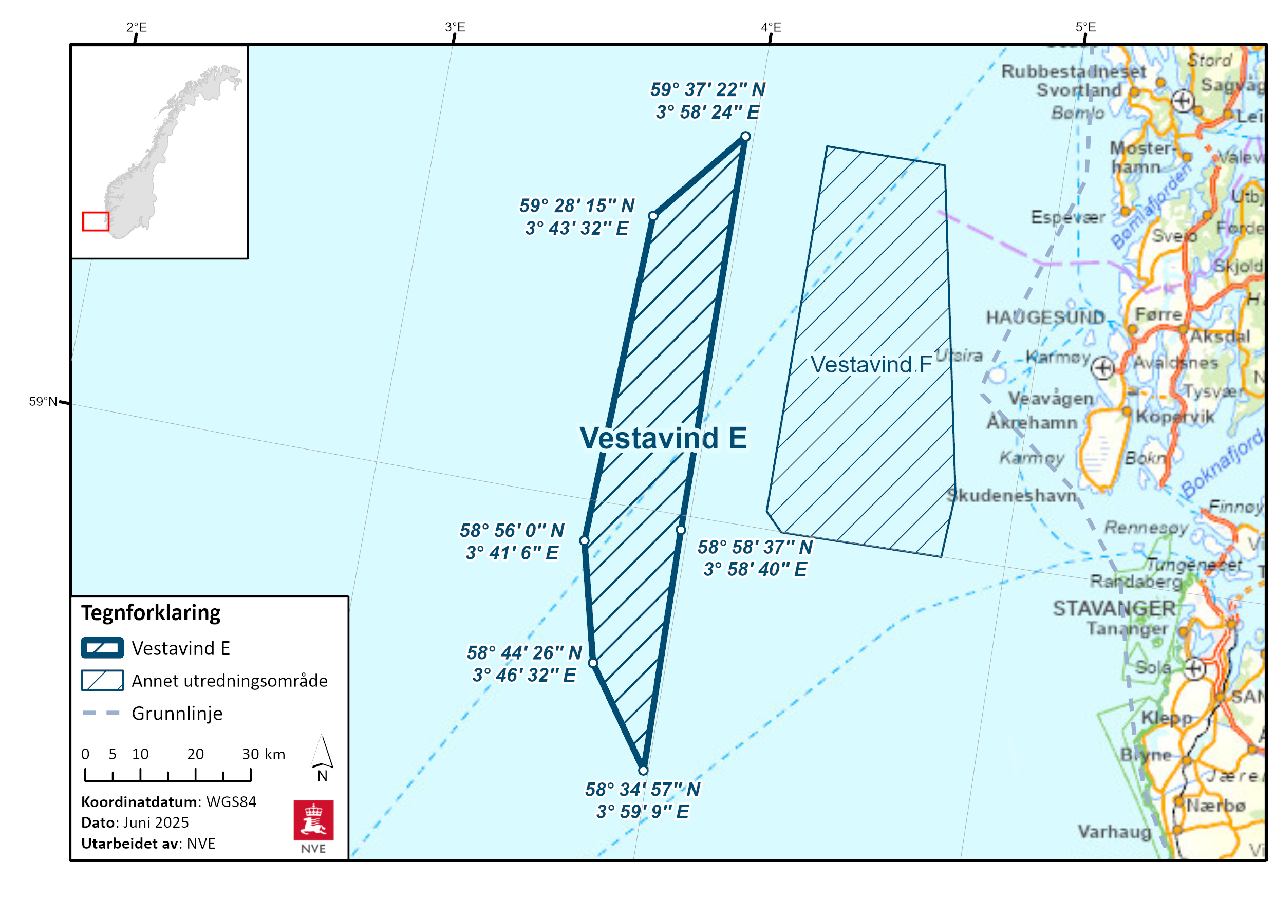 Geografisk plassering av Vestavind E.