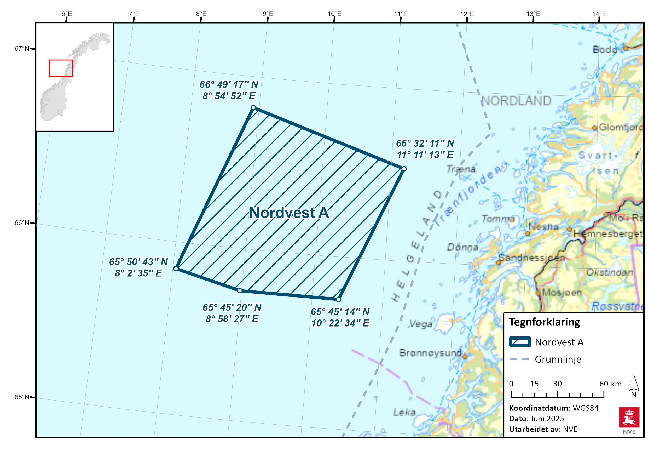 Geografisk plassering av Nordvest A.