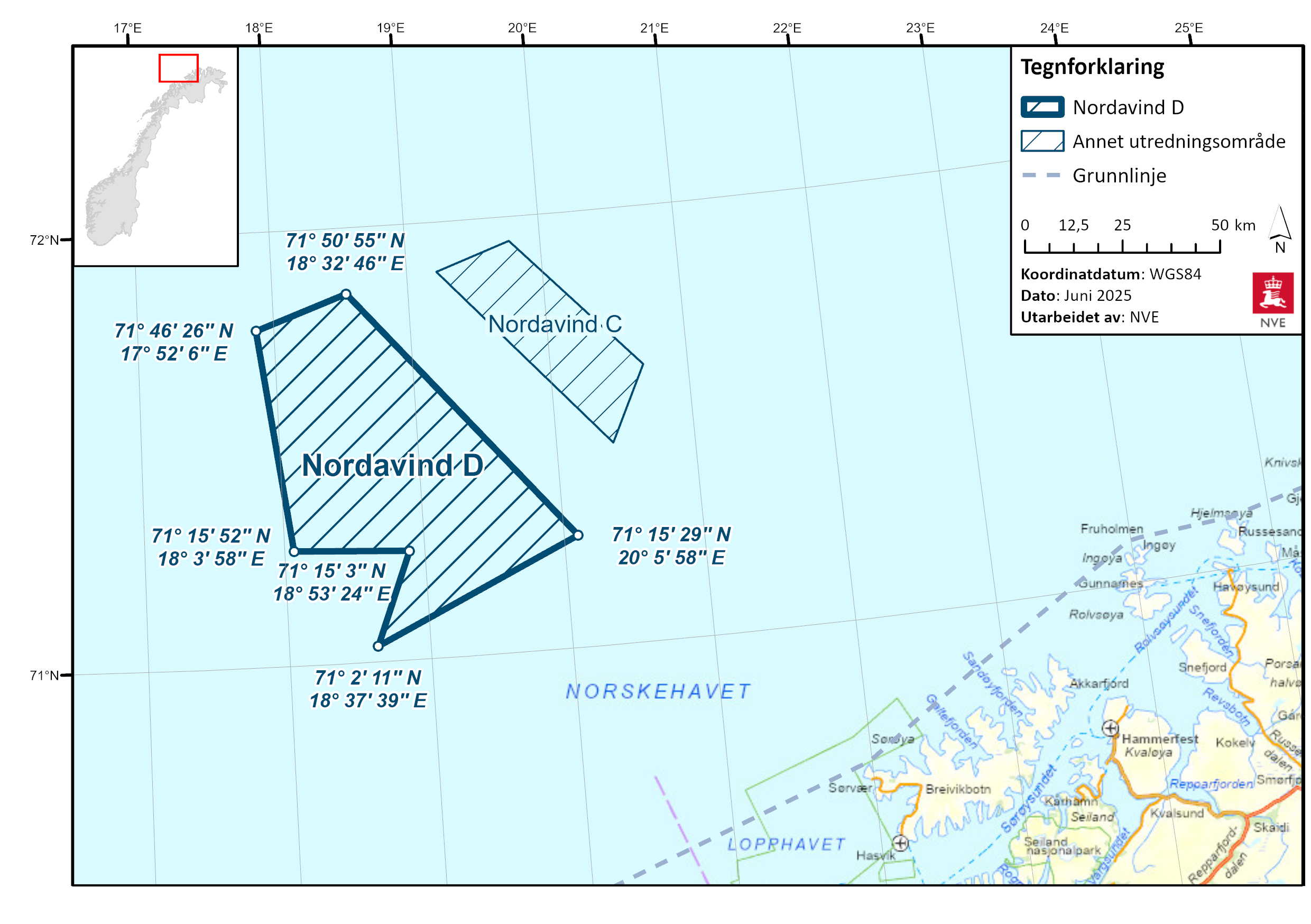 Geografisk plassering av Nordavind D.