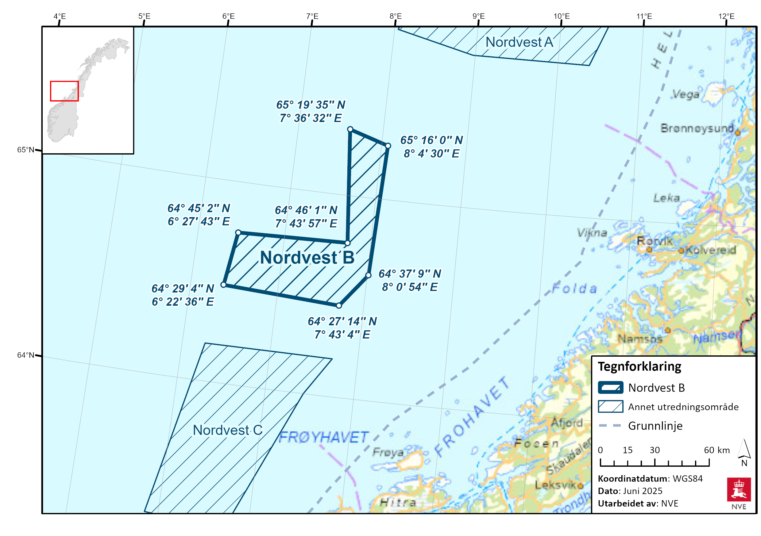 Geografisk plassering av Nordvest B.